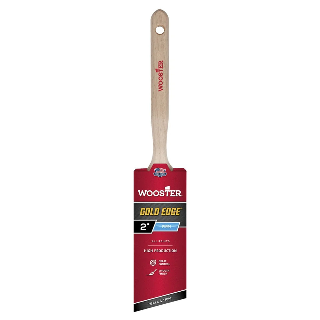 Pinceau professionnel Wooster Gold Edge 50 mm – Fibres polyester fermes, forme biseautée semi-ovale