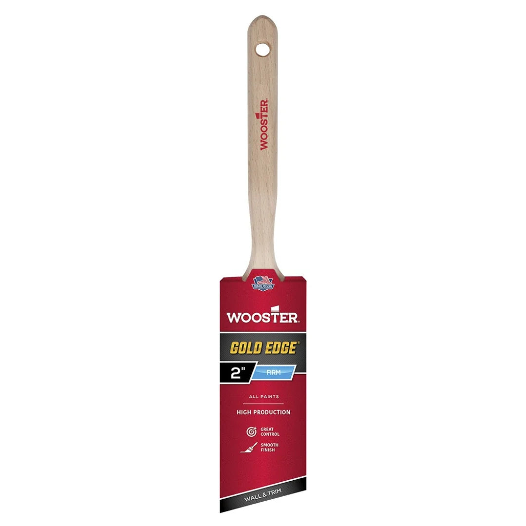 Pinceau professionnel Wooster Gold Edge 50 mm – Fibres polyester fermes, forme biseautée semi-ovale