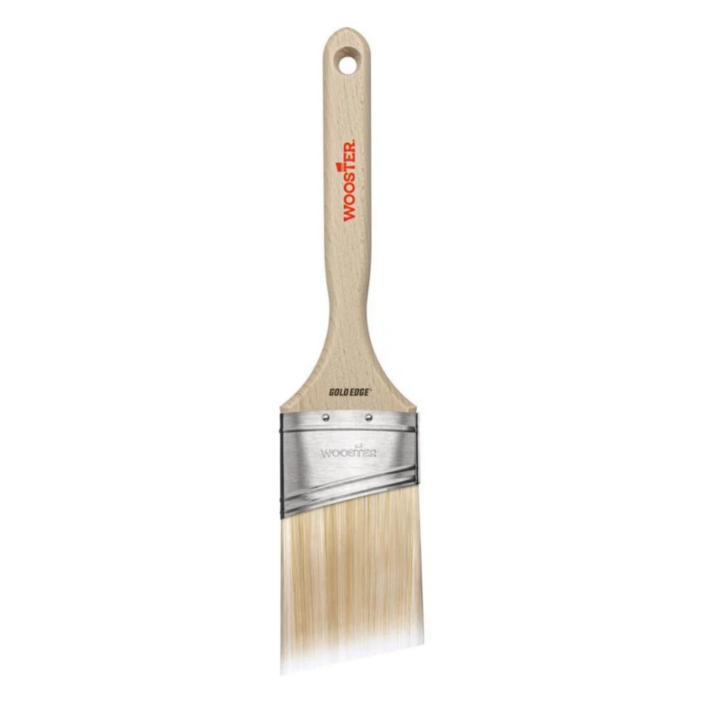 Pinceau professionnel Wooster Gold Edge 50 mm – Fibres polyester fermes, forme biseautée semi-ovale