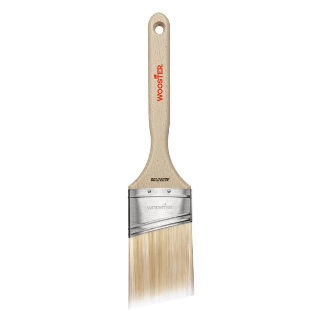 Pinceau professionnel Wooster Gold Edge 50 mm – Fibres polyester fermes, forme biseautée semi-ovale