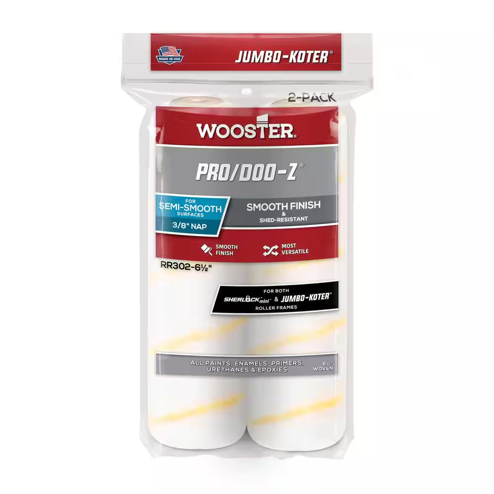 Lot de 2 mini manchons Wooster Pro/Doo-Z Jumbo-Koter 110 mm fibre 13 mm