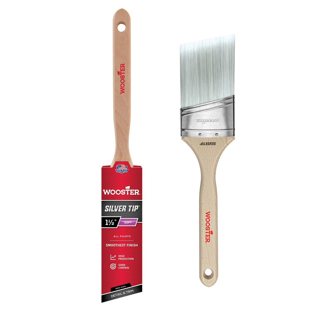 Pinceau Wooster Silver Tip 38 mm (1,5 pouces) biseauté semi-oval référence 5228-1-5 pour finition peinture