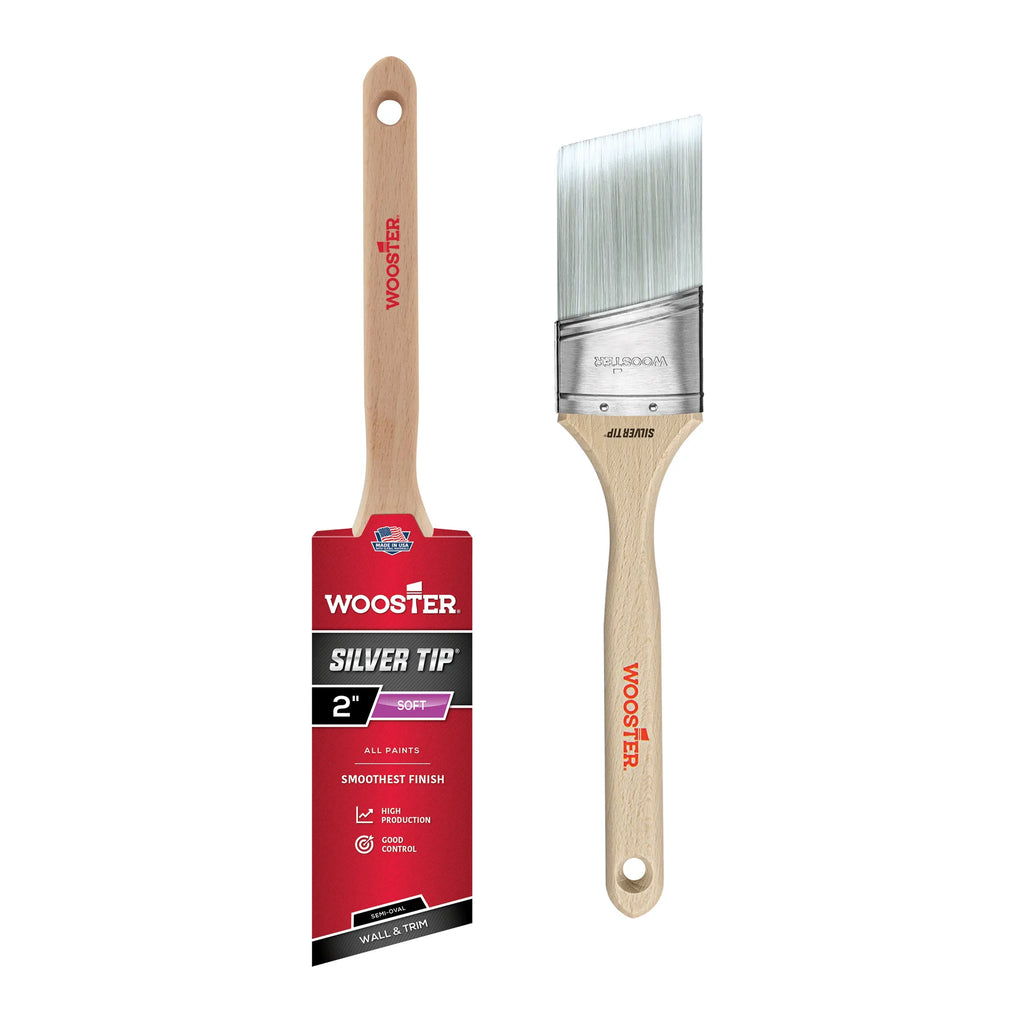 Pinceau Wooster Silver Tip 50 mm (2 pouces) biseauté semi-oval référence 5228-2 pour finition peinture