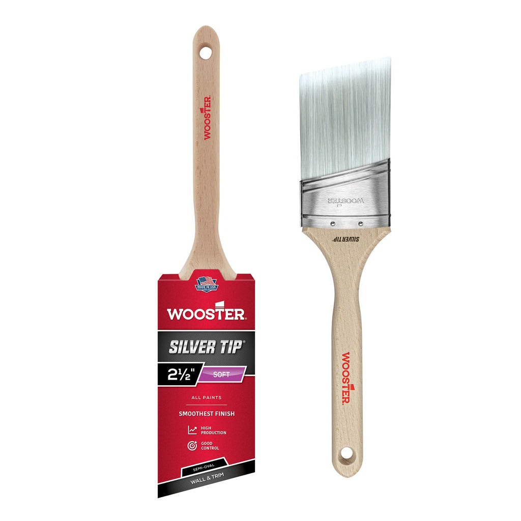 Pinceau Wooster Silver Tip 63 mm (2,5 pouces) biseauté semi-oval référence 5228-2-5 pour finition peinture